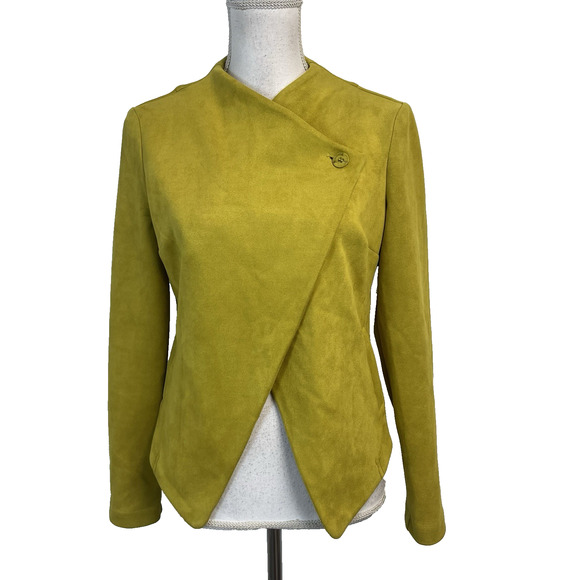 Joseph Ribkoff Jacket Blazer size 6 Lime Green Micro Suede Stretch Career Suit - Picture 1 of 9